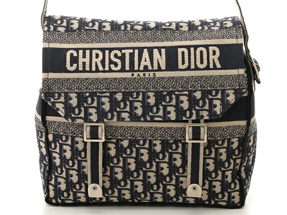 Christian Dior Shoulder Bag Trotter Christian Dior camp Navy Blue Canvas